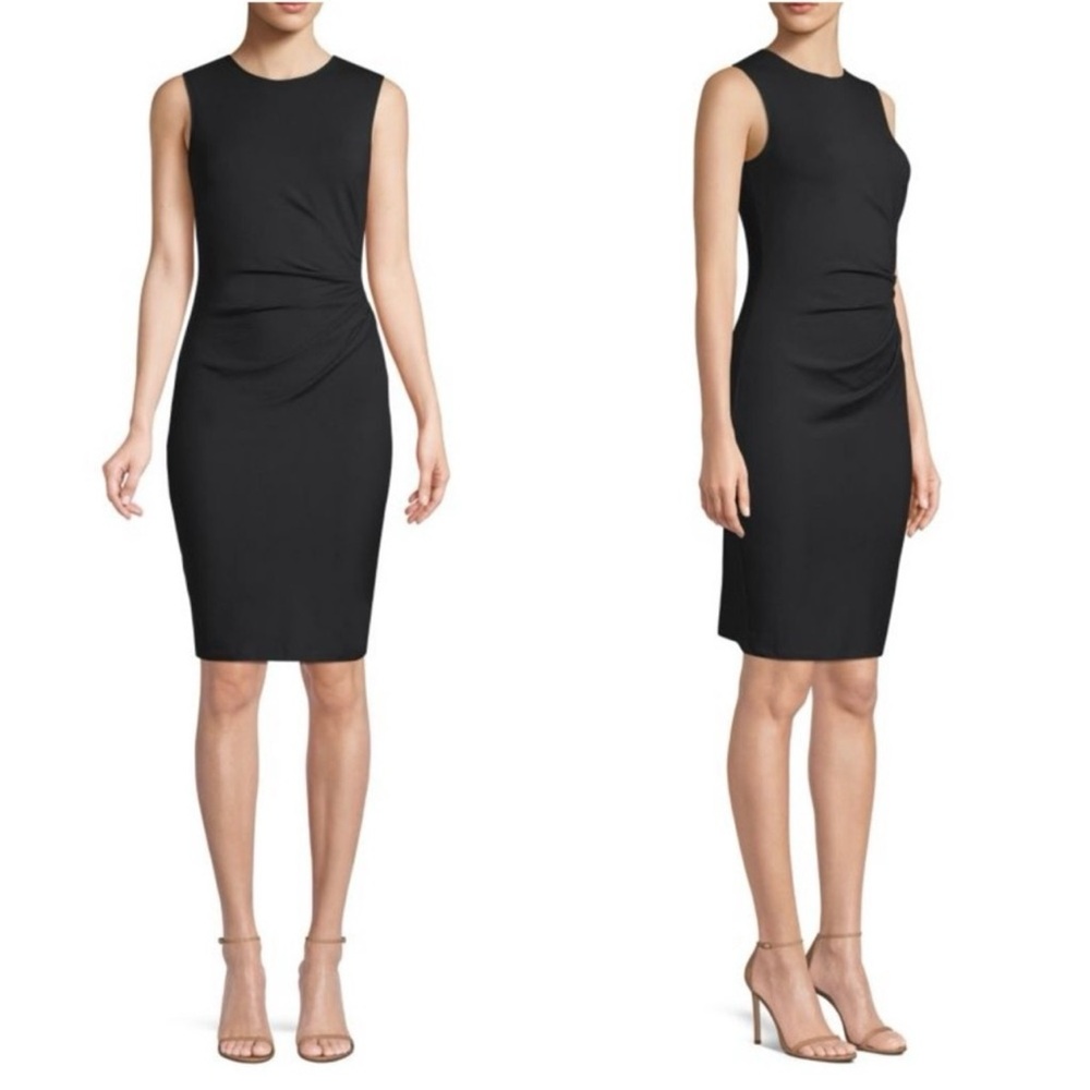 Theory Starburst |Ruched side| black midi dress